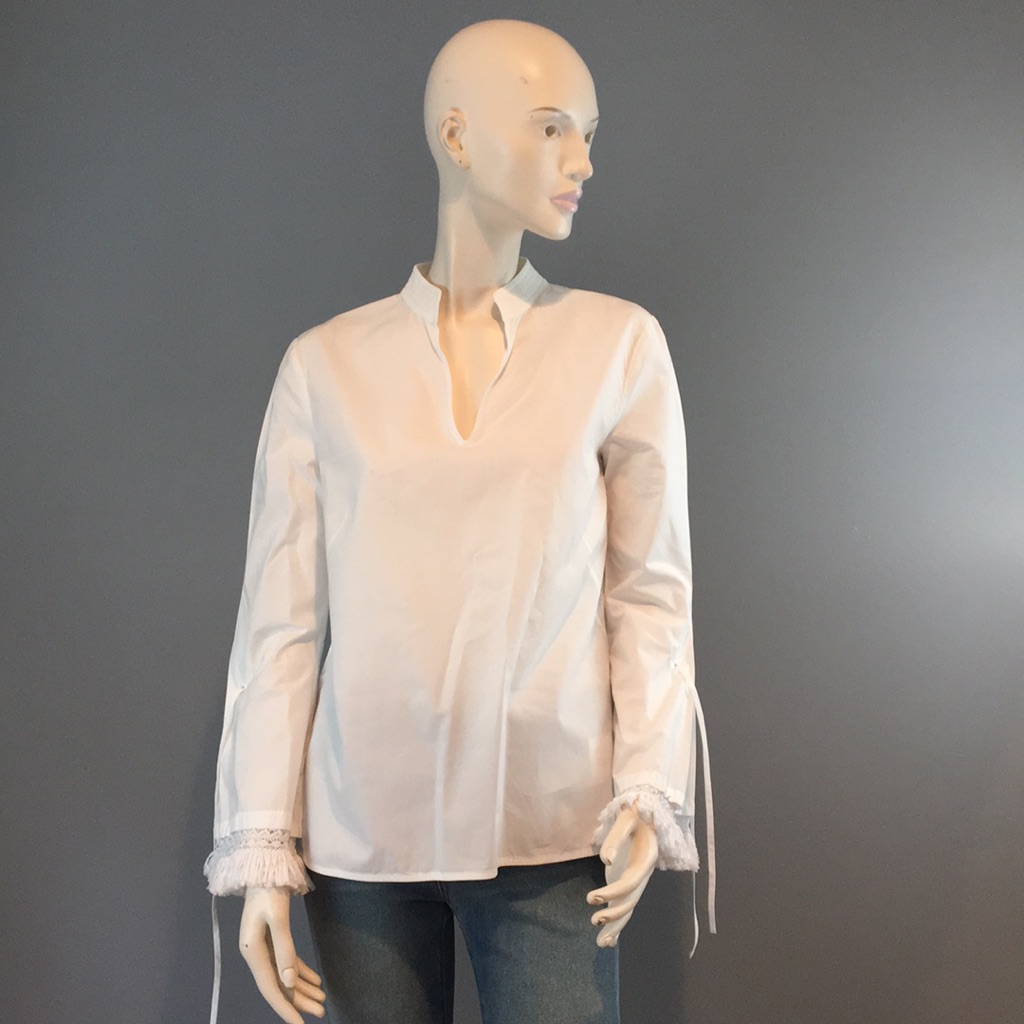 White Long Sleeve Tory Burch Blouse Sz 0
